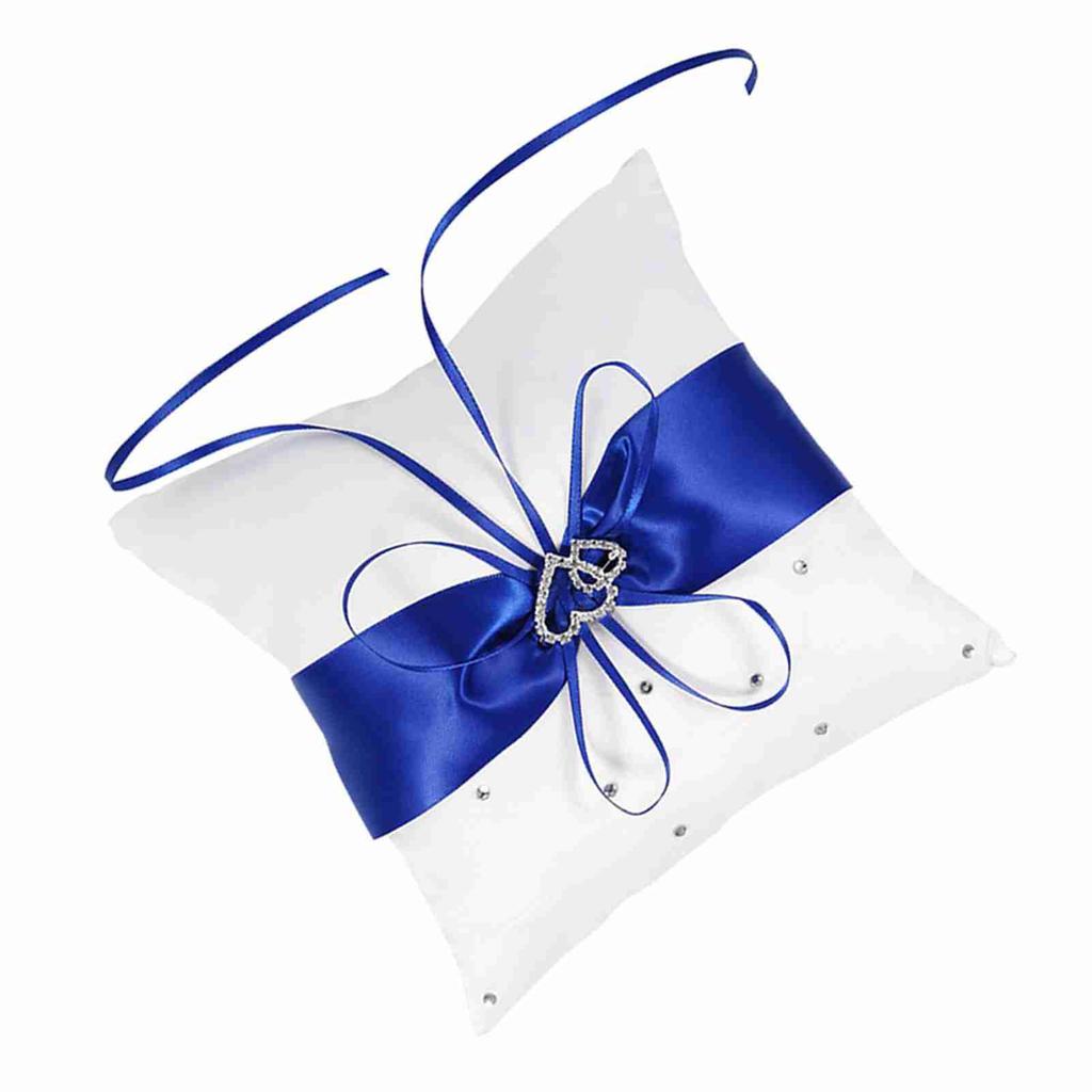 Свадебная   Подушка-держатель для колец с бантом Пятно Двойные Сердца   (белый)