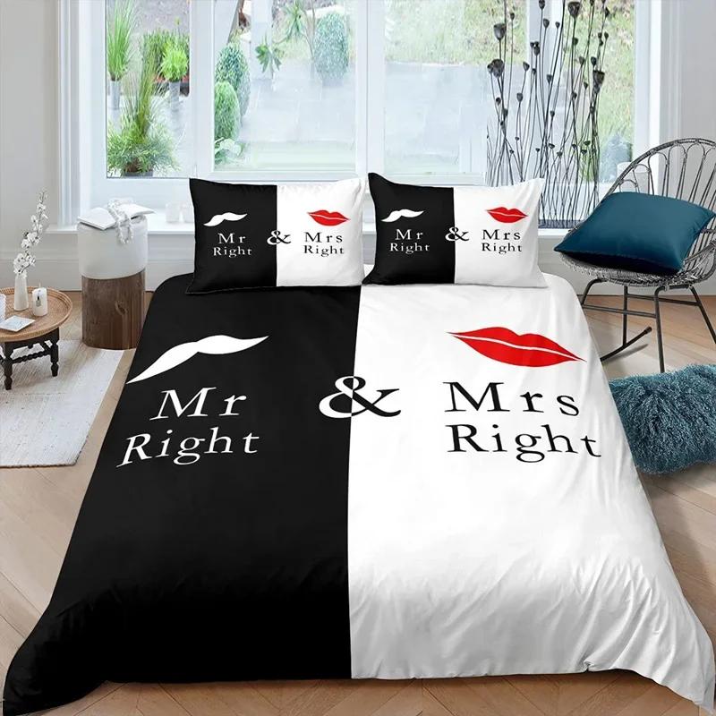 Пододеяльник Mrs Mrs Romance, пододеяльник из микрофибры, белый комплект постельного белья для мальчиков, девочек, подростков, взрослых, свадебный декор на День святого Валентина