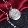 Vintage 925 Sterling Silver Chain Round Locket Pendant Necklace Photo Collar Necklaces for Women Valentine's Day Gift