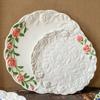 French Style Rose Relief Ceramic Plates Restaurant Afternoon Tea Dessert Fruits Plate Party Tray Exquisite Household Tableware
