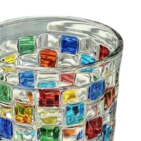 Multicolor Mosaic Glass Water Cup Tea Coffee Stained Glass Design Water Bottle Dining Table Accent Decorative Drinkware