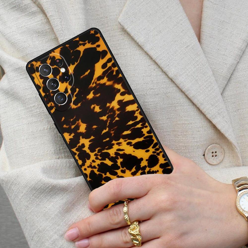 Tortoise Shell Pattern Marble Cell Phone Case for Samsung Galaxy S26 Ultra S25 S24 S23 S22 S21 S20 Note10 Cover