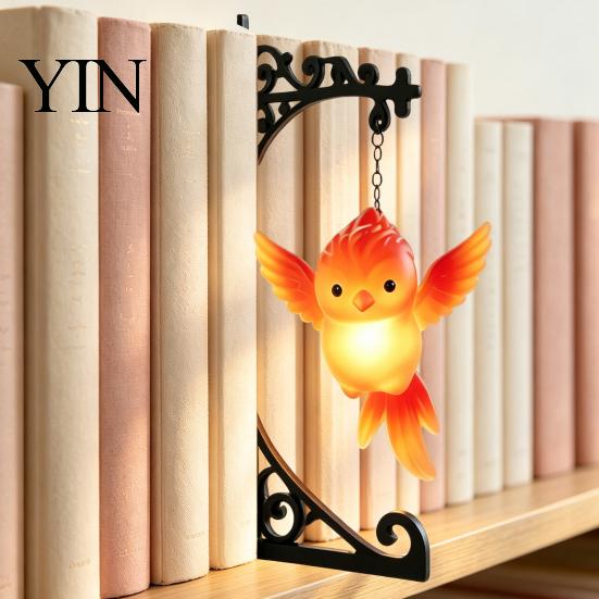 Room Decoration for Bedroom Metal Magic Owl Hanging Bookend Lamp, Resin Animal LED Night Light, Whimsical Gift Children Deer Bird Decor Light