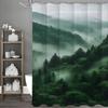 Forest Tree Green Fog Shower Curtain, Bathroom Decorative Shower Curtain, Waterproof Shower Curtain with Hooks