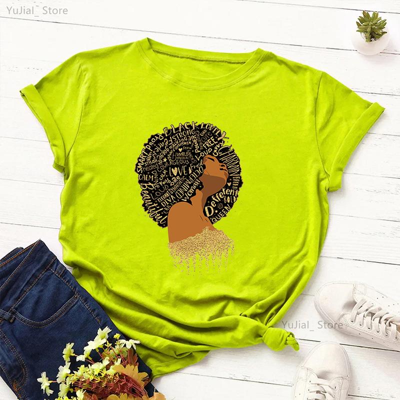 Винтажная черная женская футболка Pure African T Shirt Women Melanin Shirt Aesthetic Clothes Haut Femme Summer Tops White Female T-Shirt