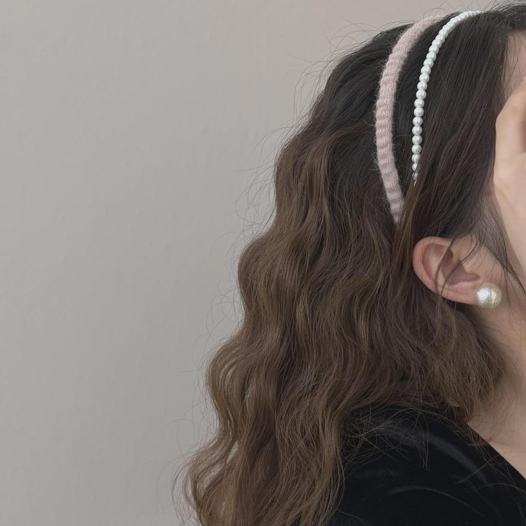 Корейская осень/зима 2024: Двухслойная повязка на голову с плюшевыми жемчужинами — элегантный, художественный и высококачественный аксессуар для волос