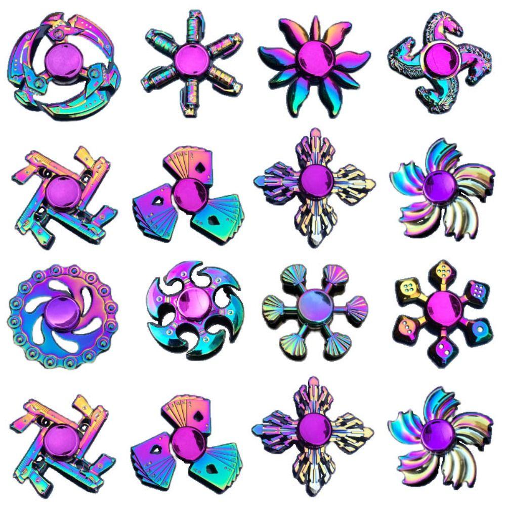 Малошумный металлический радужный пальчиковый спиннер из цинкового сплава с гироскопическим наконечником для рук, детские подарки