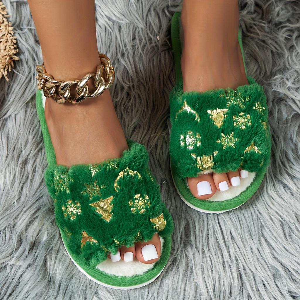 Festive Christmas Lady's Slippers: Soft Fleece EVA Sole Hand Wash or Dry Clean Cartoon Pattern