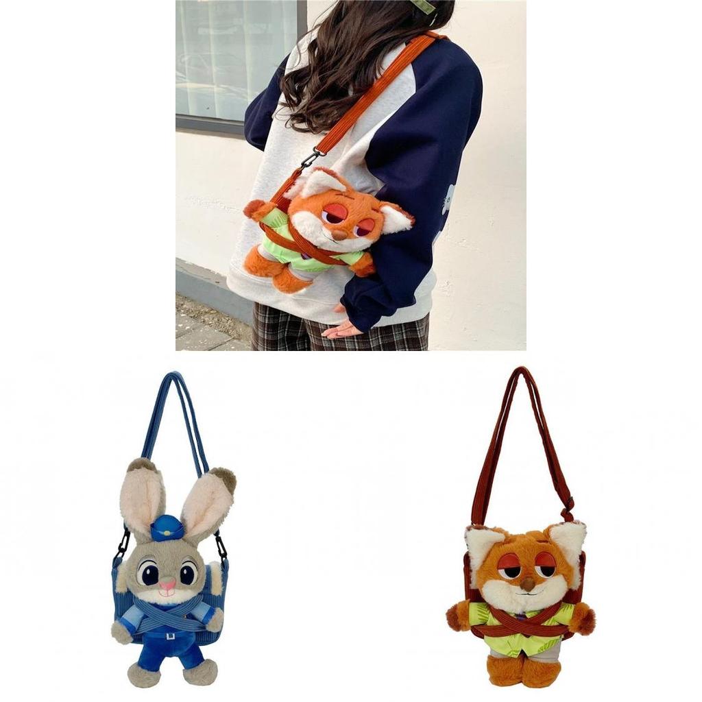 Zootopia Judy Hopps Nick Wilde Cartoon Plush Shoulder Bag For Girls With Adjustable Strap And Storage Space