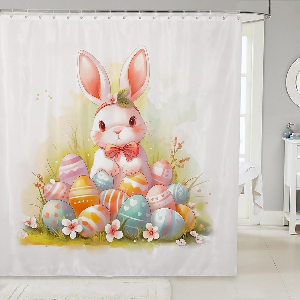 Милые Кошки Шторка для Душа для Детей Девочек Подростков Синяя Цветочная Зеленые Листья Аксессуары для Ванной Комнаты Дом Сад Домашние Животные Животные Рустик Ванная