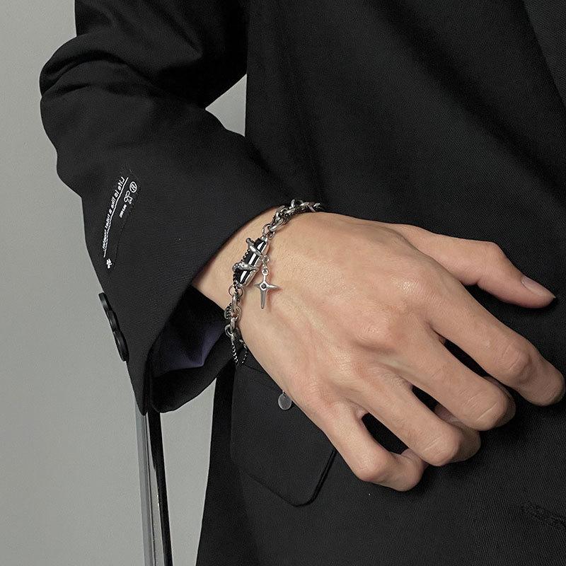 Браслет из титановой стали с плетением в виде звезды для мужчин, новый минималистичный дизайн, универсальный и не выцветающий аксессуар в подарок