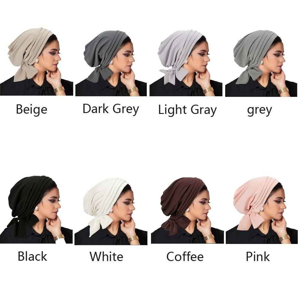 Pre-Tied Turban Chemo Cap Ruffle Islamic Cancer Headwear Scarf New Muslim Women Hijab Bonnet