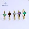 Natural Simple Gemstone Ring Mq 4*8mm Garnet Sky Topaz Amethyst Green Agate 18k Gold Over 925 Sterling Silver Fine Jewelry