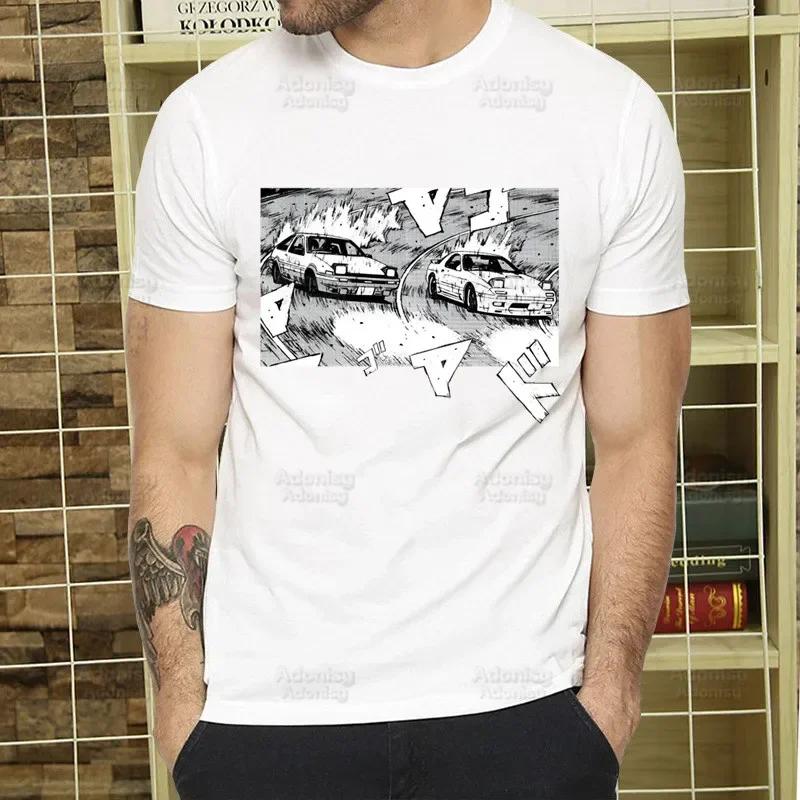 Футболка Initial D Мужская Ретро Выстиранная Топы Футболки Харадзюку AE86 Дрифт Футболка Хип-хоп Мужская Фудзивара Тофу JDM Японские Футболки