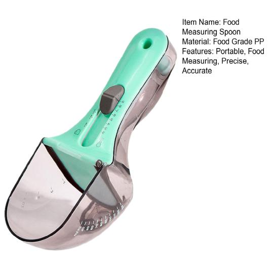 Мерная ложка для корма для домашних животных Регулируемая мерная кружка для корма для домашних животных с управлением Многофункциональная кухонная ложка для муки, кофе, сахара