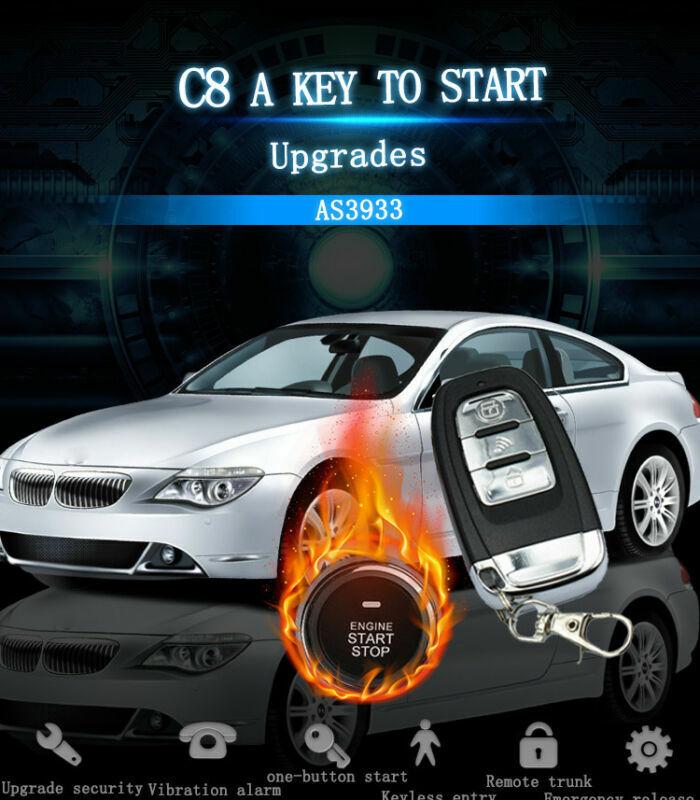 Car Security System Vibration Alarm Ignition Engine Start Push Button Remote C8