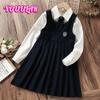 Baby Kids Sets for Girls Suits School Uniform Children Costumes Preppy Style Clothes for Teenagers Outfits 6 8 9 10 12 14 Years