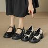 French High-Heeled Mary Jane Small Leather Shoes Women'S Spring And Summer Platform Fashion Versatile Pearl One-Button Single Shoes