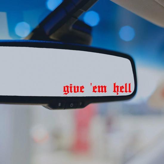 Giue'em Hell Decal for Cars, Funny Vinyl Sticker Car Stickers Decal Truck Car Accessories for Rearview Mirror Window Decals (10cm, White)
