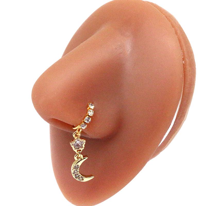 Gaby Cat Head Nose Stud with Butterfly, Five-Star, and Crown Designs - Piercing Jewelry
