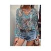 Women'S Bohemian Print V-Neck Long Sleeve Casual Blouses Shirts 1-Mixed Colors XXL