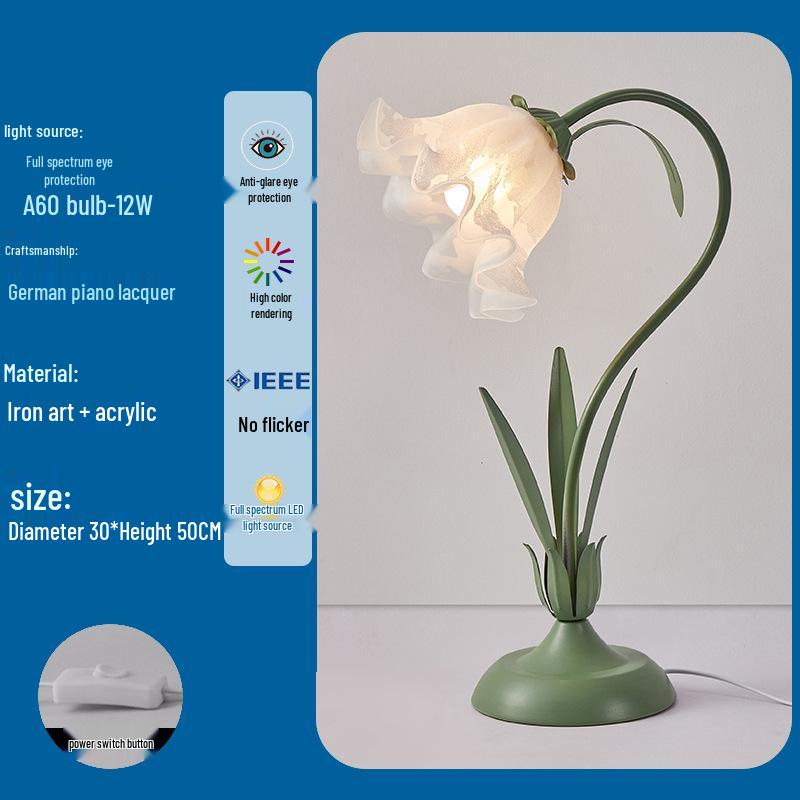 Romantic Pastoral Flower Bedside Lamp for Cozy Bedroom Atmosphere