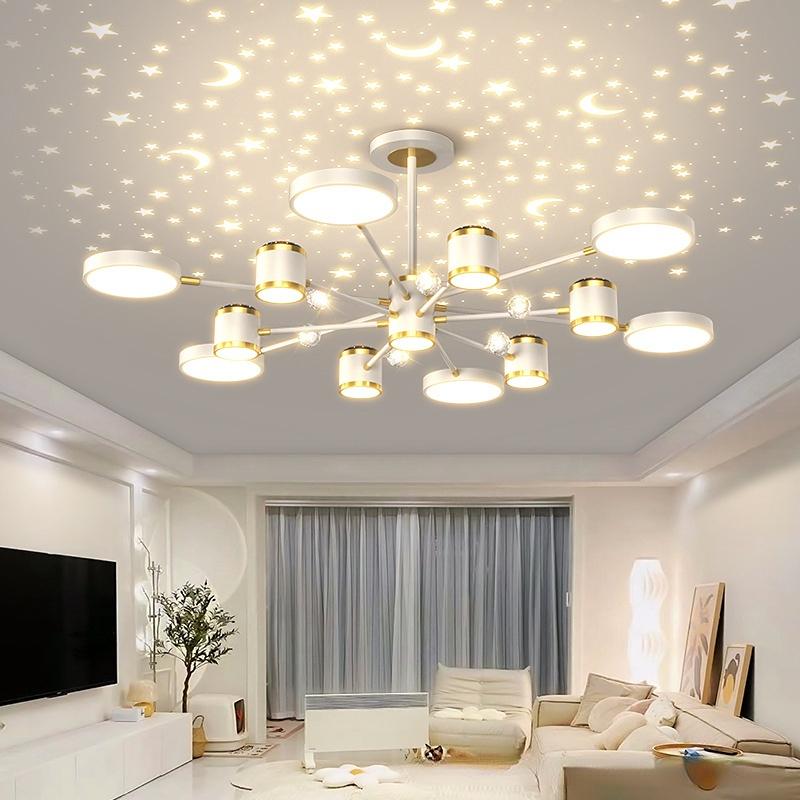 Living Room Chandelier Projection Star Chandelier Simple Modern LED Netflix Restaurant Bedroom Light