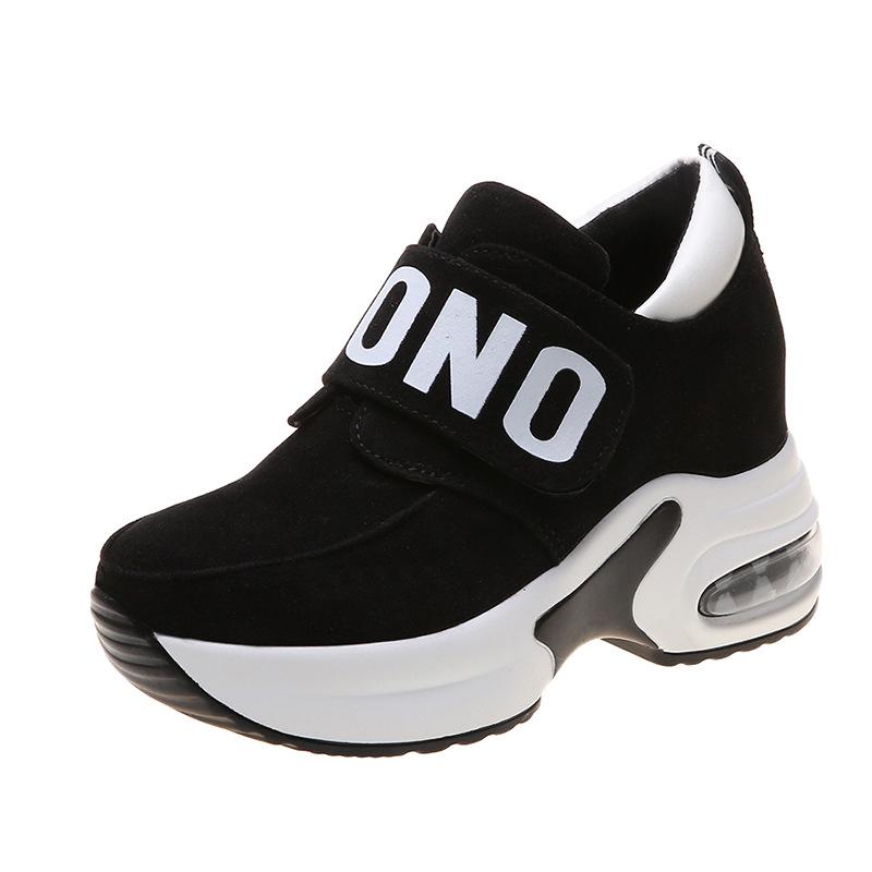 New thick-soled muffin shoes, student casual shoes, autumn single shoes, Velcro inner height increase