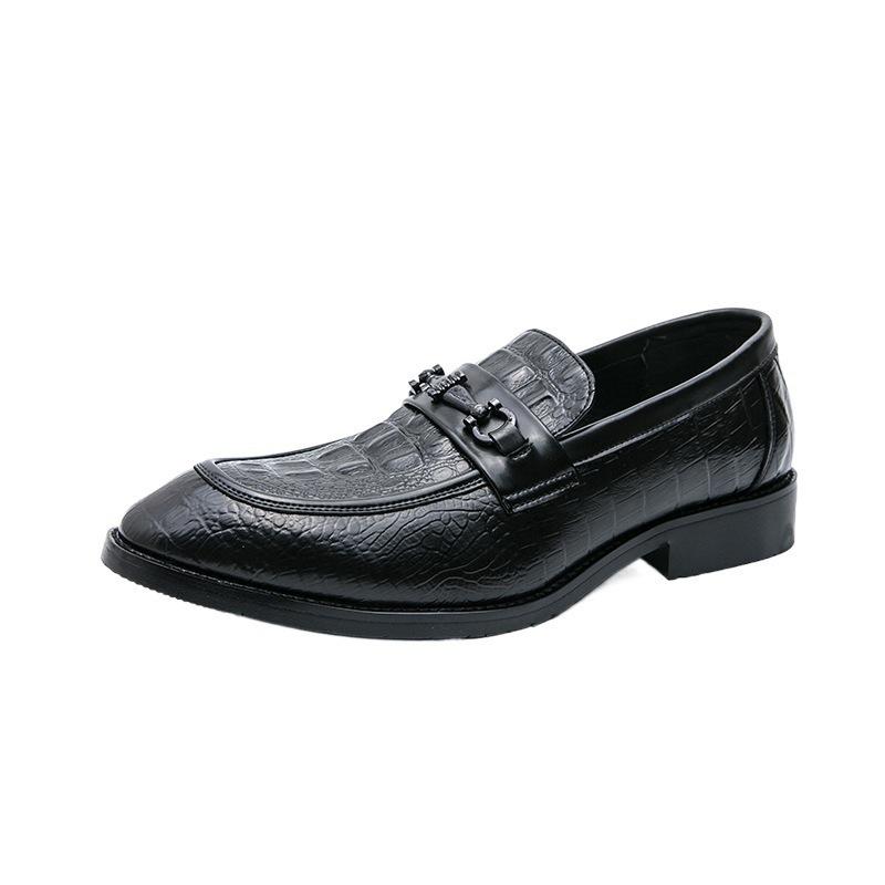 Внешняя торговля большой размер мужские туфли из кожи с тиснением под крокодила с острым носком, деловые туфли-однопедальки 46 с острым носком, свадебные туфли жениха