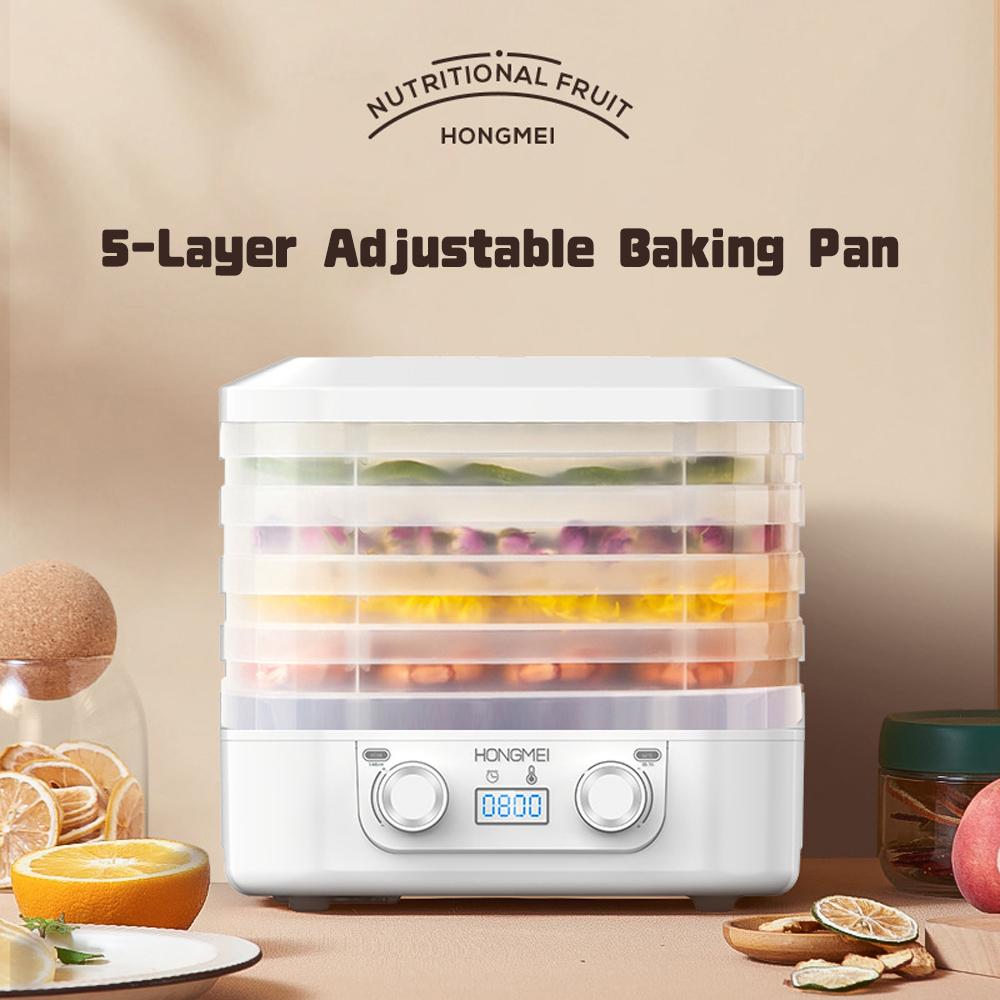 Сушилка для пищевых продуктов с 5 лотками и регулируемой температурой, автоматическая сушилка для пищевых продуктов и вяленого мяса,