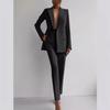 Women's Two-Piece Suit Set Casual Professional Blazer and Pants Outfit, Mid-Length Women's Trousers and Matching Jacket,Office Wear