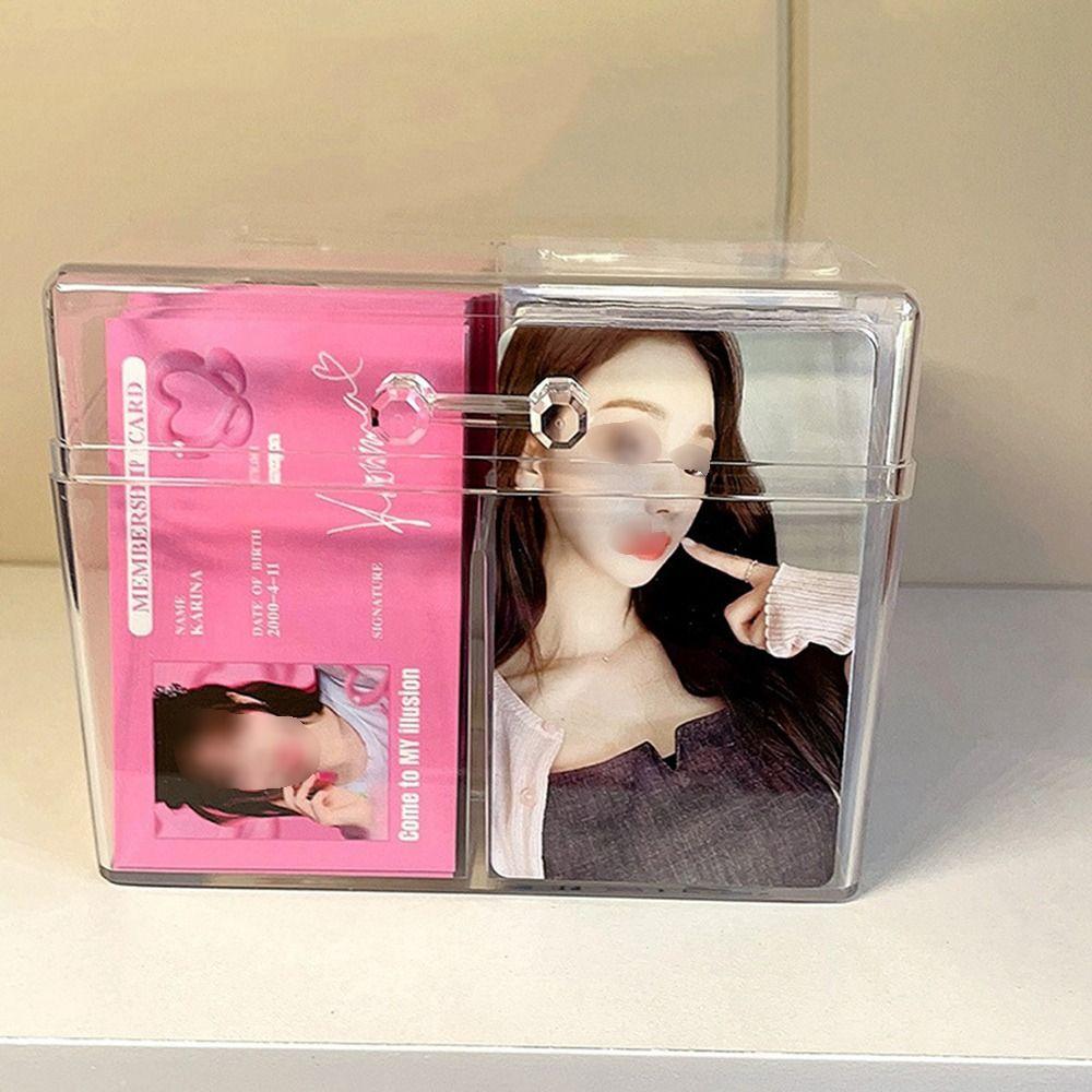 Rectangular Photo Card Collection Organizer Acrylic Small Card Storage Case  Jewelry