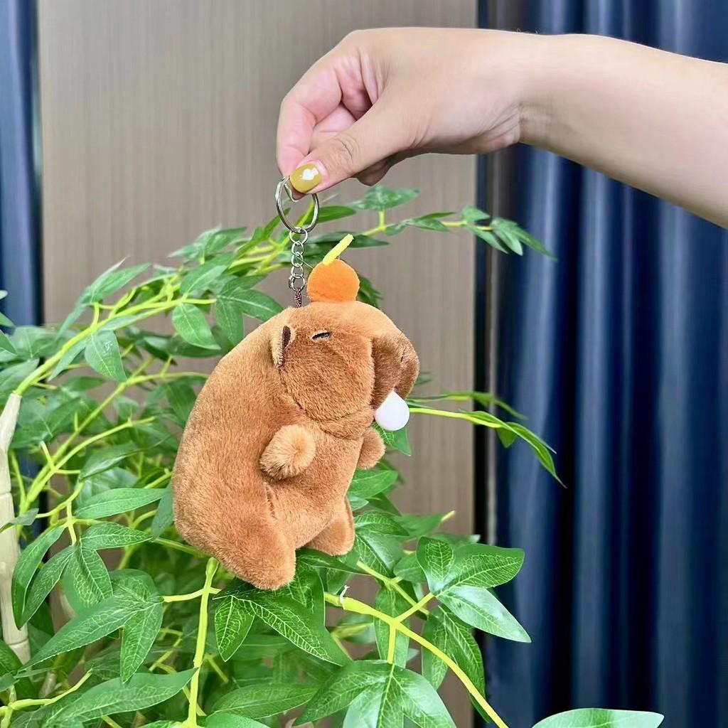 Fun Capybara Plush Keychain Colorful Animal Design Perfect For Kids Room Or Bag Decoration