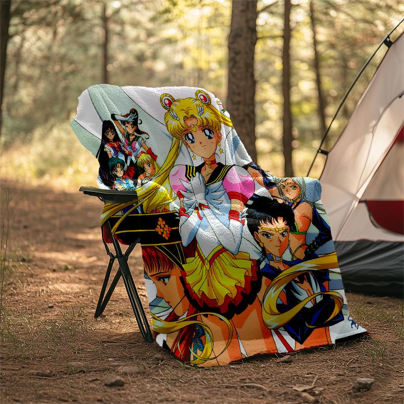 Sailor Moon Print Flannel Blanket, Soft Warm Lightweight Throw Blanket for living Room,Sofa Bed Camping office