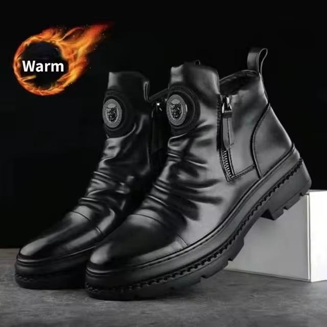 Fashion New Luxury Men Ankle Boots British Style High Top Men Shoes Motorcycle Leather Boots Zipper Retro Men's Boots Zapatillas Hombre