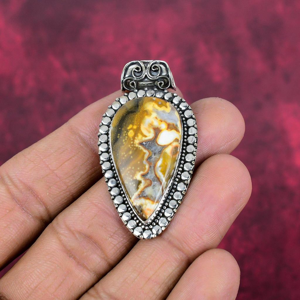 Bumblebee Jasper Pendant, 925 Solid Sterling Silver Gemstone Jewelry, Handmade Pendant, For Mother Day