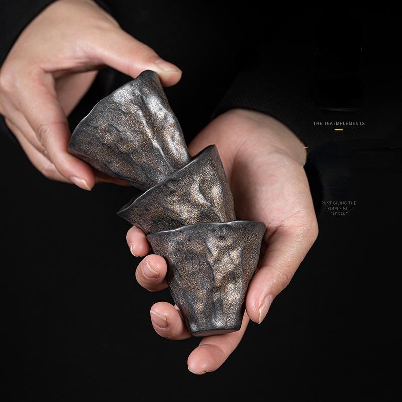 Японская чашка для чая «Лотос» с глазурью «Золотая пыль», Ретро-керамическая чашка для чая, Ароматная чашка, Маленькая одинарная чашка, Чайная чашка