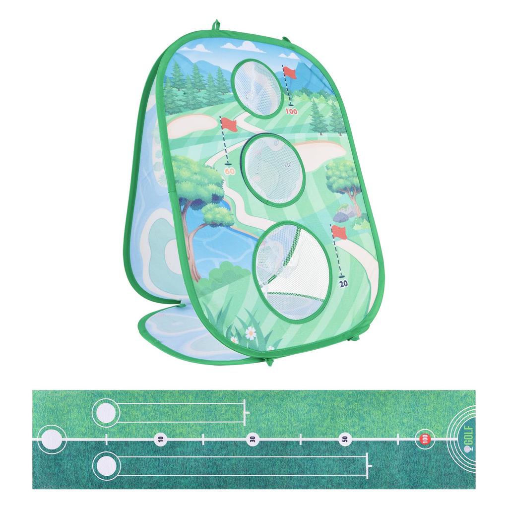 Golf Game Mat Set Throwing Hitting Kit Portable Golf Practice Set 3 In 1 for Children Outdoor Indoor