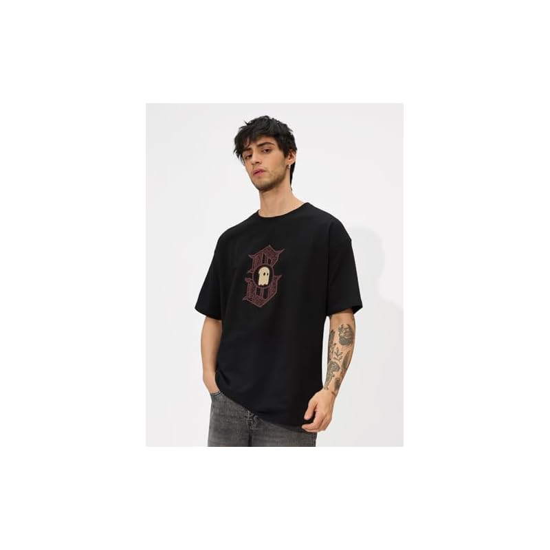 The Souled Store Мужская и мальчишеская футболка оверсайз The King Хлопок Повседневная С короткими рукавами Свободный мешковатый крой Опущенные плечи Круглый вырез