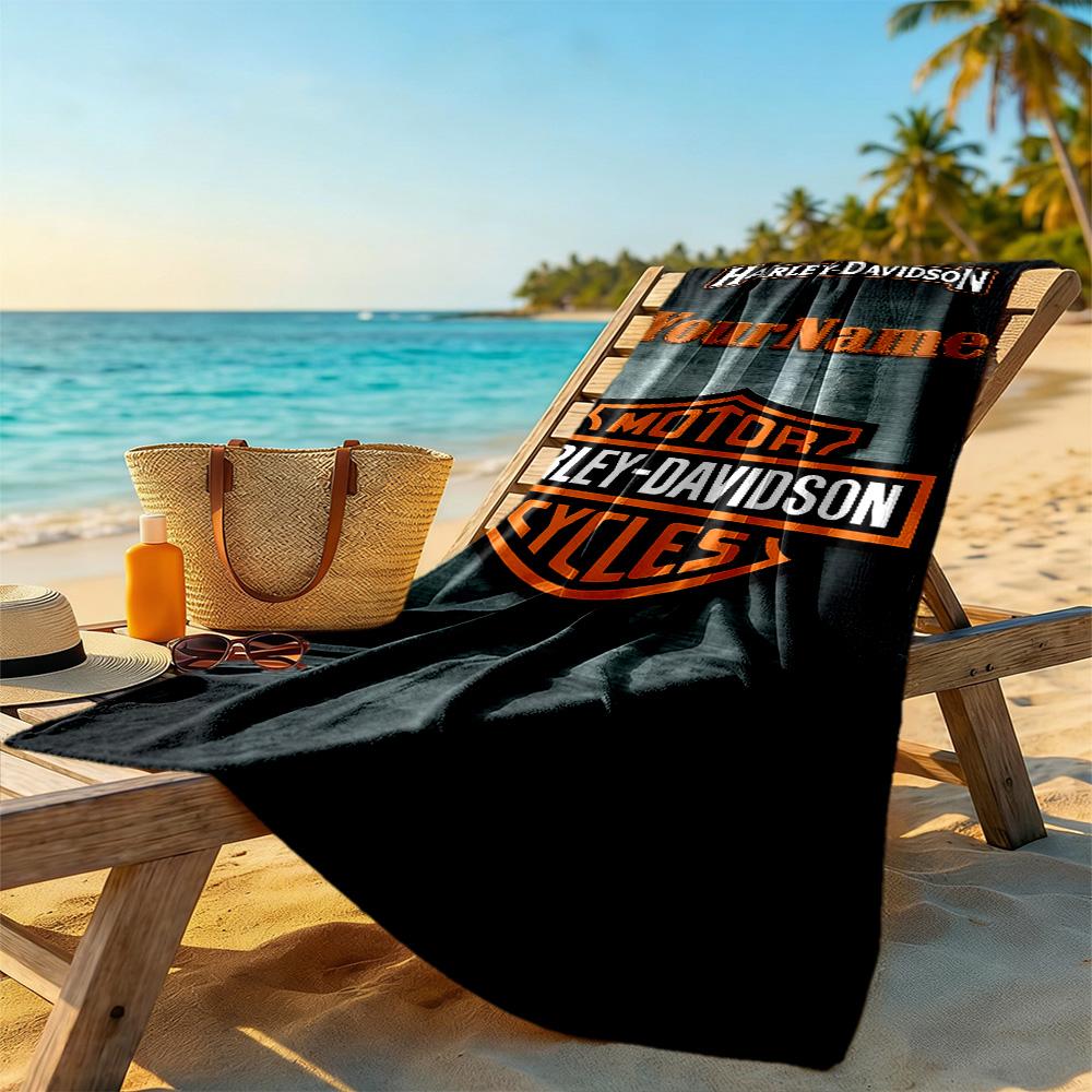 Harley-davidson Motorcycles Customize Text Beach Towel Soft Durable Quick-Dry
