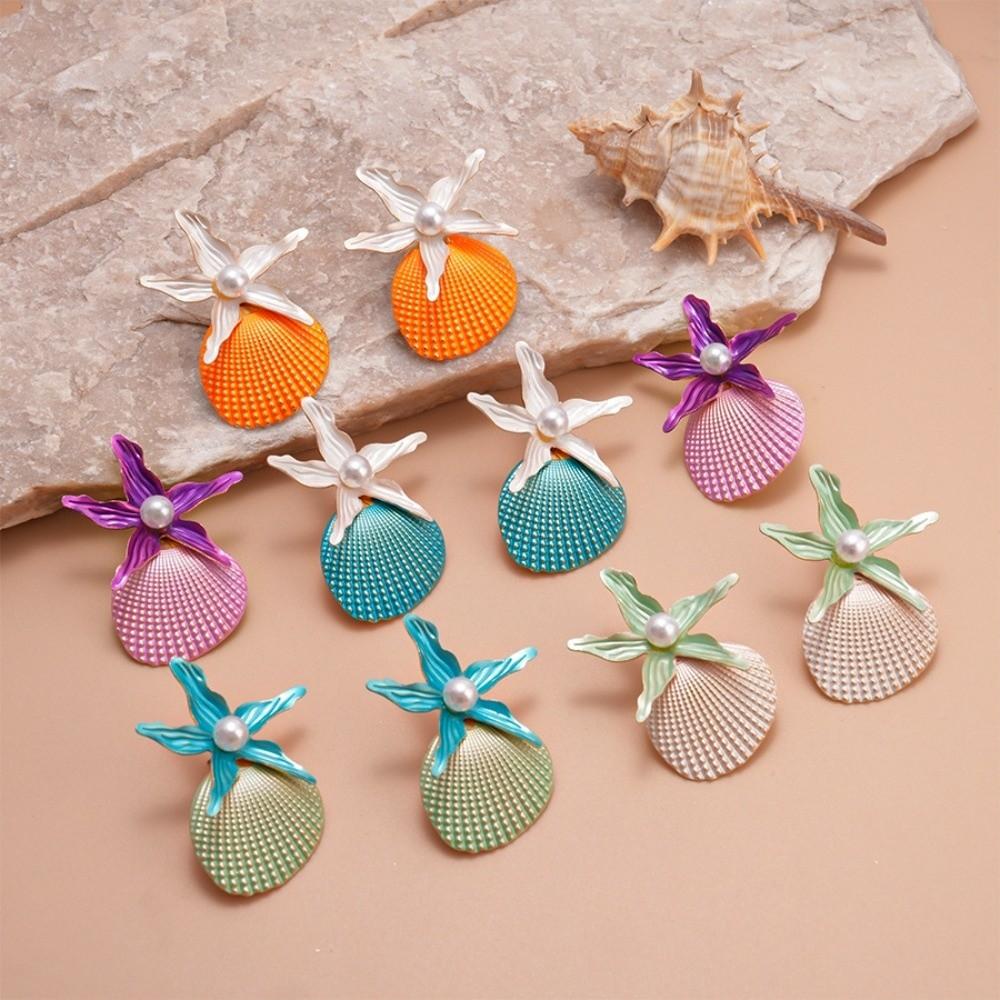 Scallop Starfish Stud Earrings Bohemian Starfish Pendant Earrings Fashion Shell Drop Earrings Gift