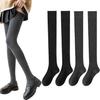 Дополнительные носки для длинных носков Ech.Apr выше колена, набор из 2 пар, длинные, до бедра, женские, теплые, носки, чулки, (Черный + Серый)