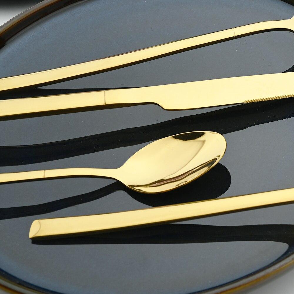 30 шт., набор столовых приборов в стиле вестерн, черное золото, набор столовых приборов из нержавеющей стали, нож, десертная вилка, ложка, набор столовых приборов, столовое серебро