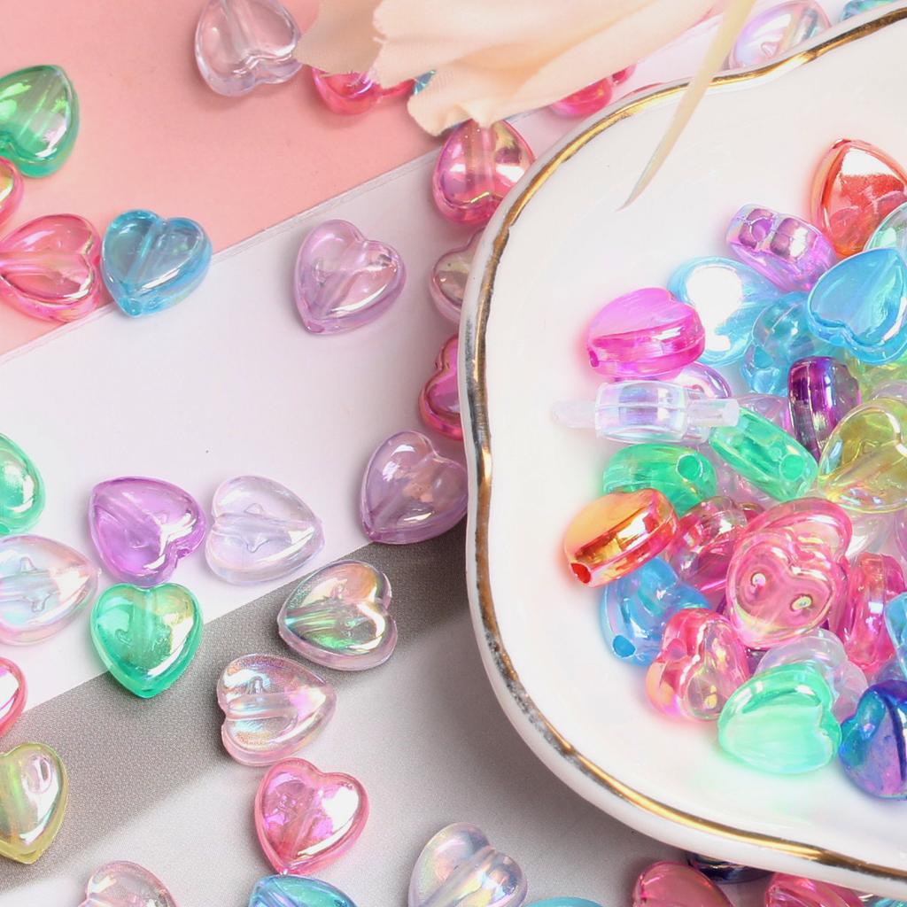 High Quality Beads Acrylic Loose Beads Heart Shape DIY 300Pcs Necklace Bracelet Charms For Jewelry Making 8.5*9mm Earrings
