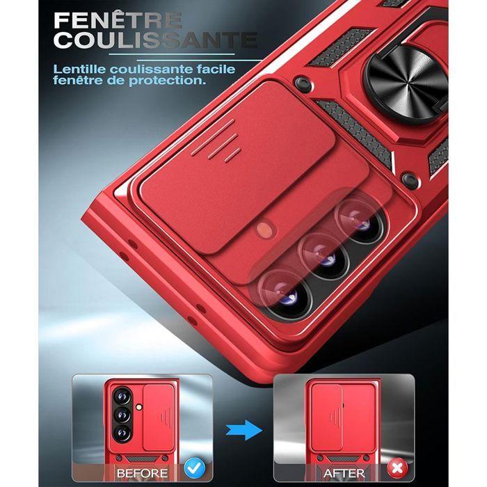 Coque de protection - BOOLING - pour Samsung Galaxy Z Fold 7 - Rouge - Anneau rotatif - Verres trempés