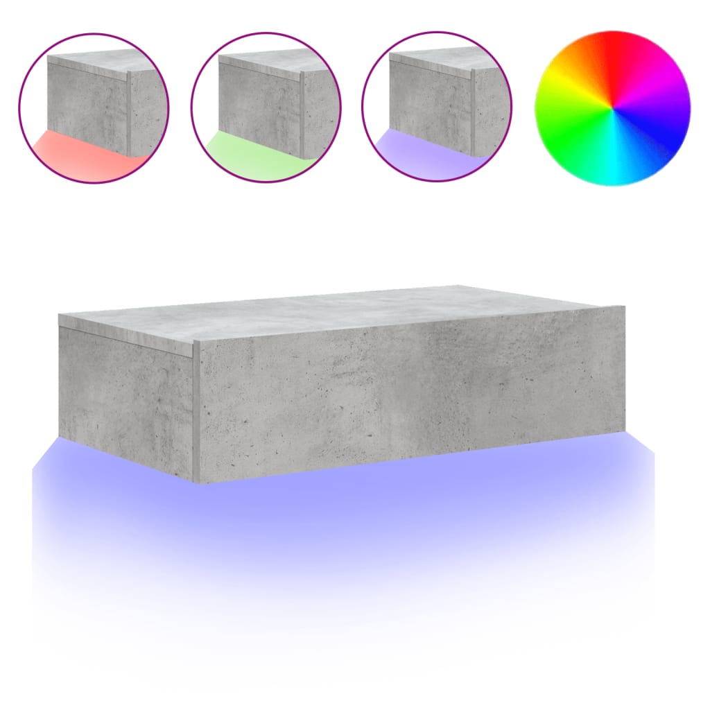 TV Cabinet with LED Lights Concrete Grey 60 x 35 x 15.5 cm