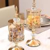 European Crystal Glass Storage Jar Silver Gold Gold-plated Storage High-footed with Lid Desktop Ornaments Art Home Decoration