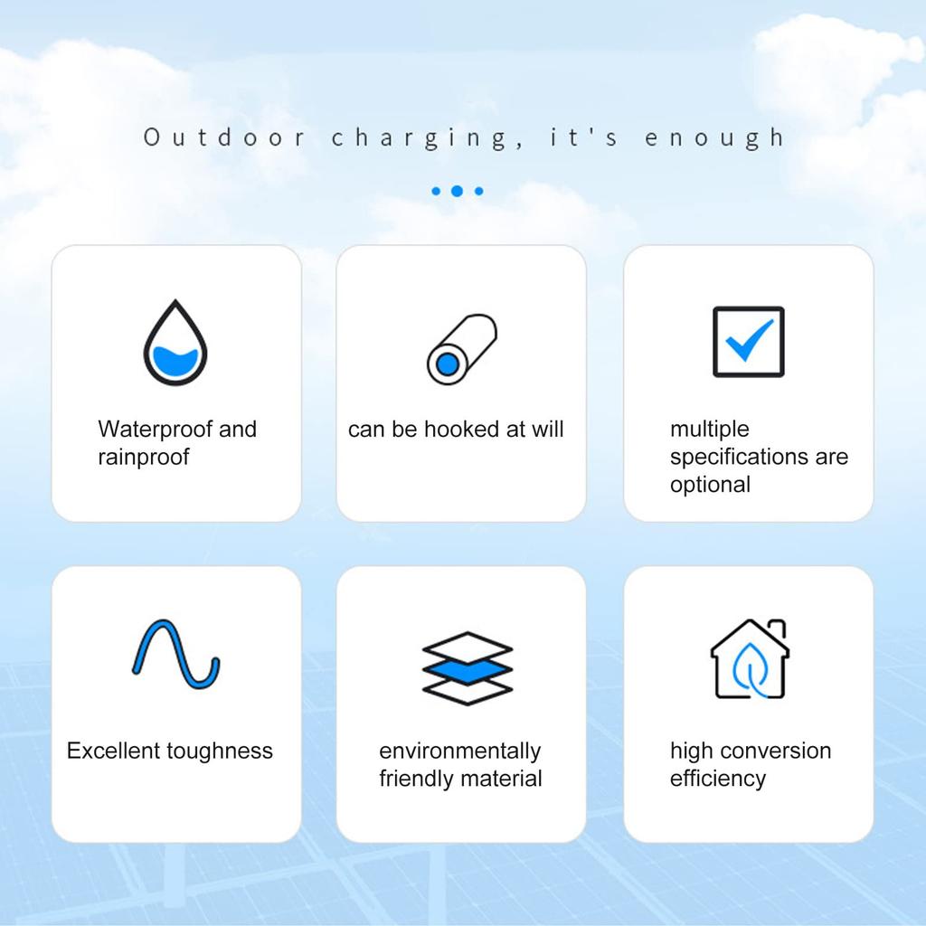 EVTSCAN Портативная солнечная панель 50 Вт Зарядка от солнца с двойным USB-выходом Складная Гибкая Монокристаллический кремний Уличное солнечное зарядное устройство - Порты,
