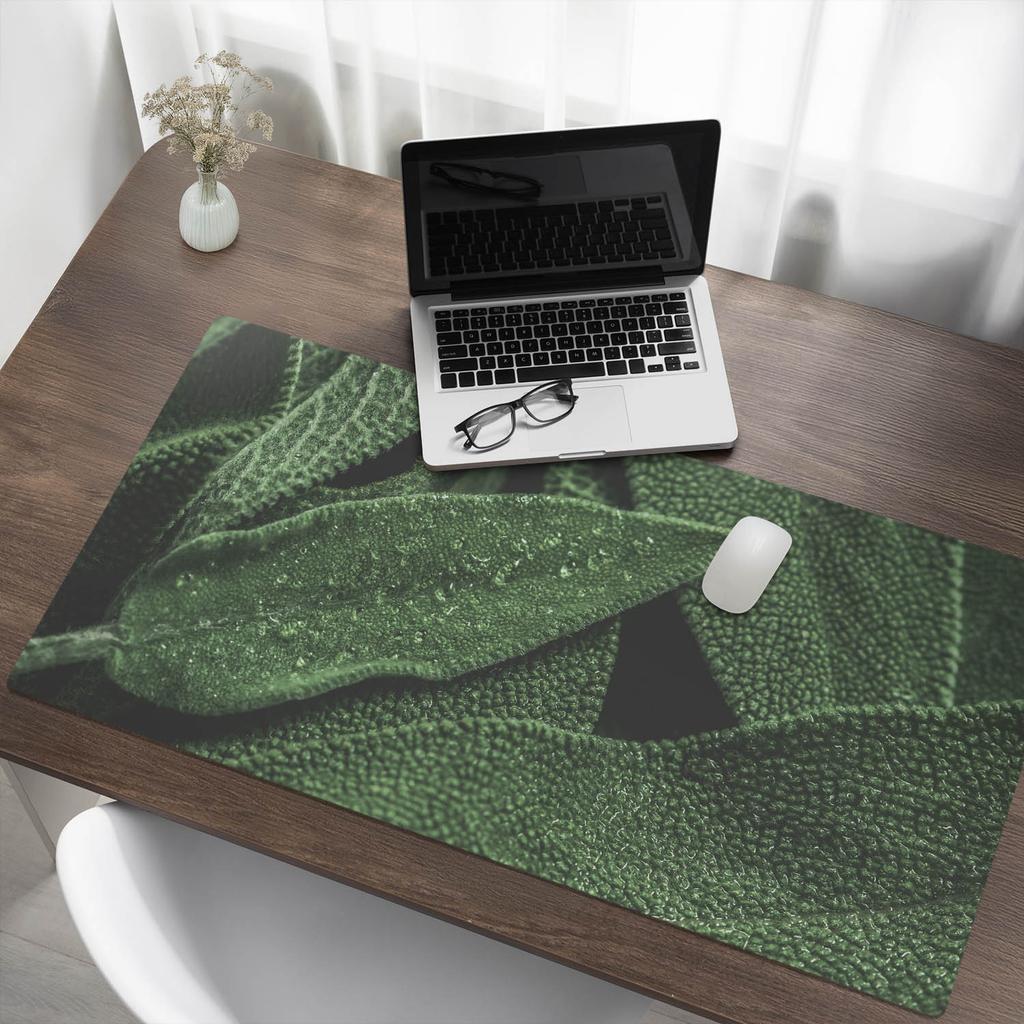 Vinyl Anti-Slip Gaming Desk Mat Leaves Close-Up 120x60 cm