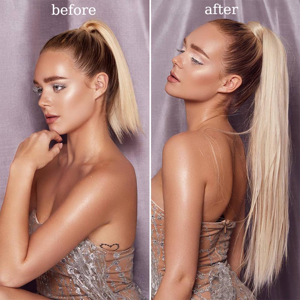 MERISIHAIR 22 34 дюйма синтетические прямые волосы для наращивания хвоста натуральный галстук-бабочка шиньон конский хвост наращивание волос для женщин